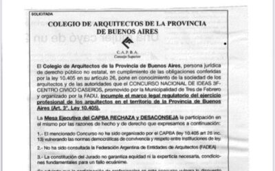 Rechazo al Concurso Nacional de Ideas 3F – Centro Cívico Caseros